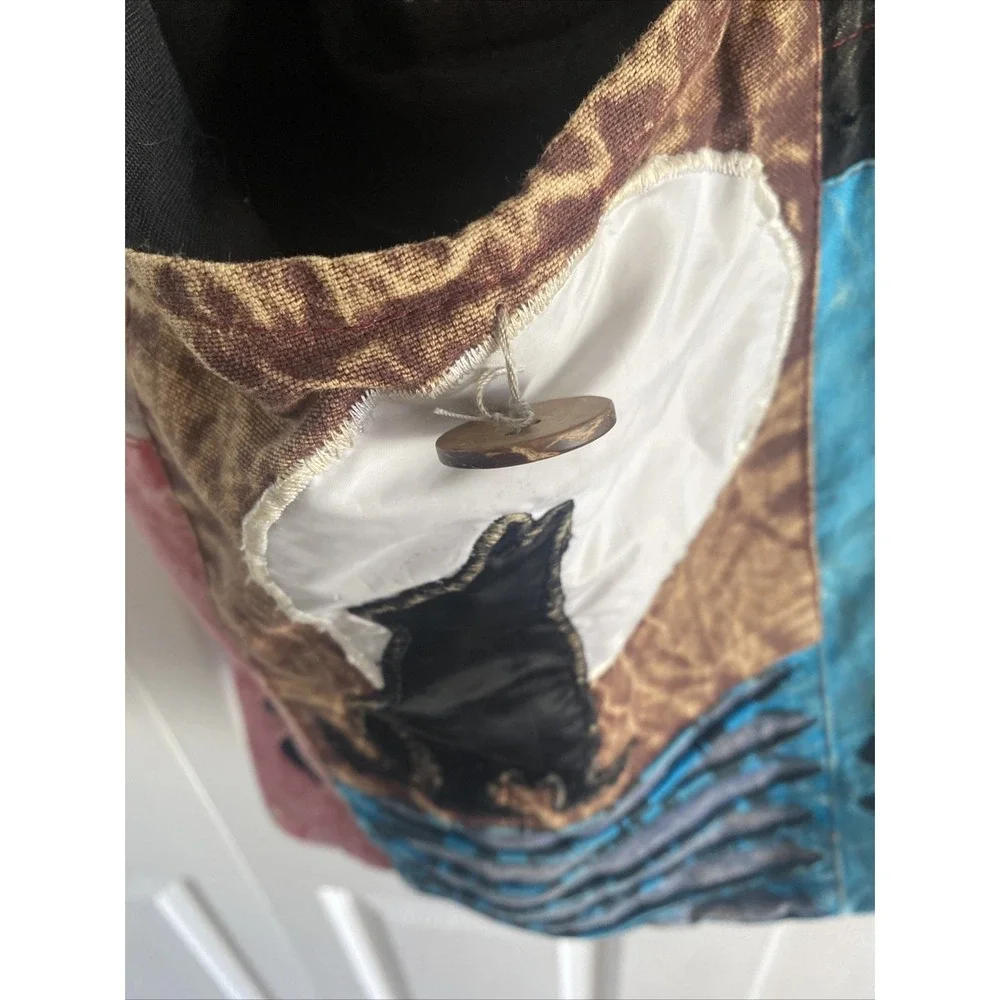 Patchwork Boho‎ Hobo Bag Womens OS Multi Moon Festival Cotton Newspaper Bag